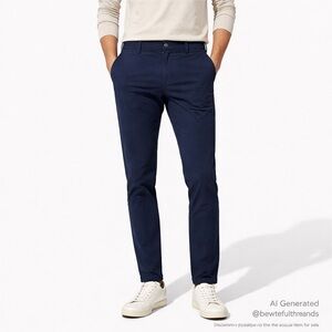 Frank & Oak Waist 29 Navy Stretch Chino Pants Slim Minimalist